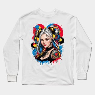 Happy Valentine's Day Comic Pop Art Punk girl Long Sleeve T-Shirt